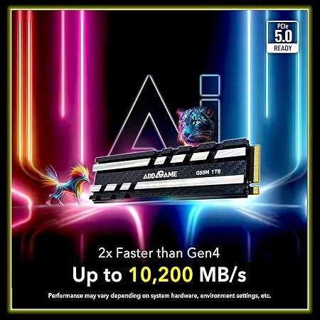 ADDLINK G55H M2 2280 PCIE GEN5 NVME GEN 5X4 1TB SSD WITH HEATSINK BLACK AD1TBG55HM2P thumbnail 6