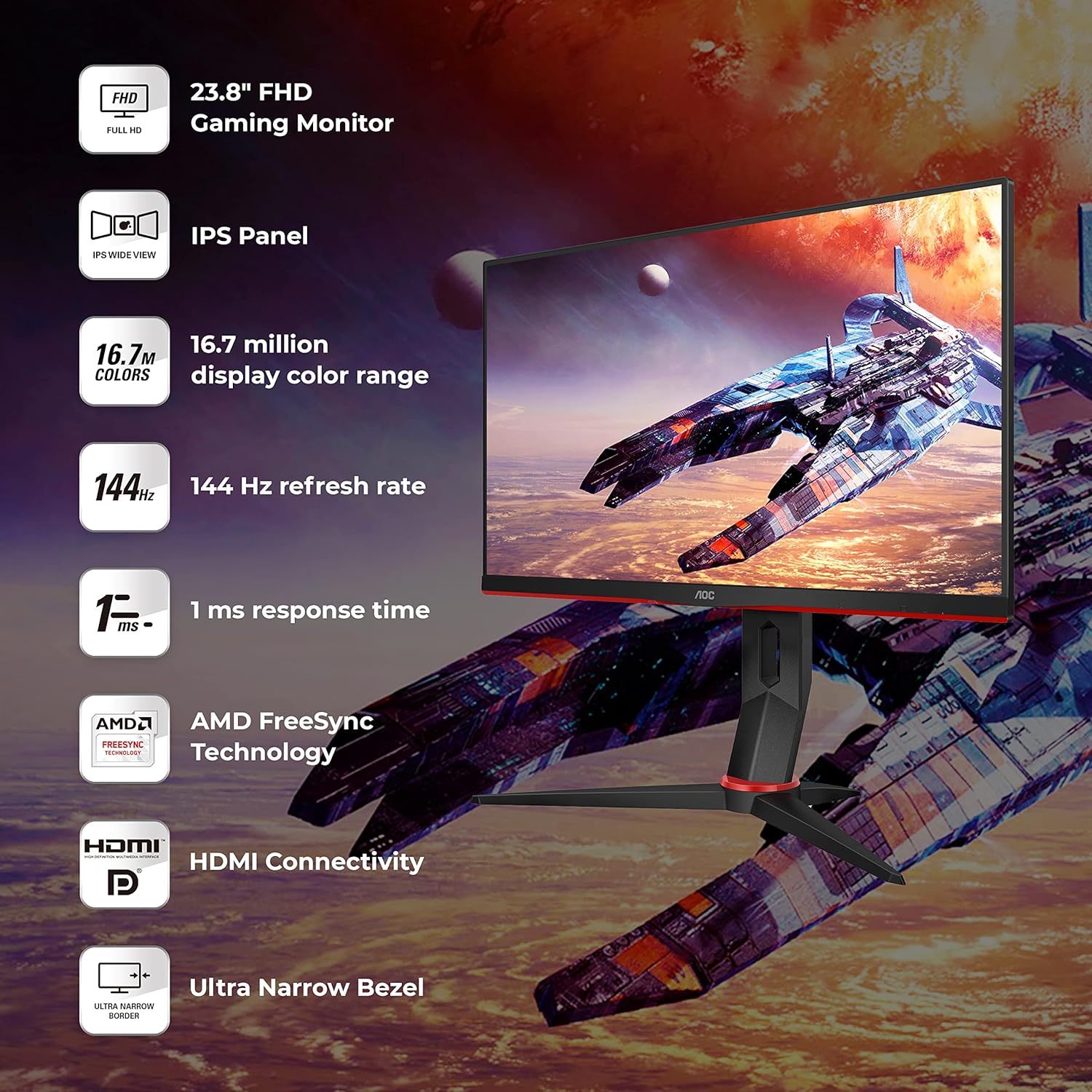 AOC 24 INCH G2 SERIES IPS GAMING MONITOR 24G2SP thumbnail 13
