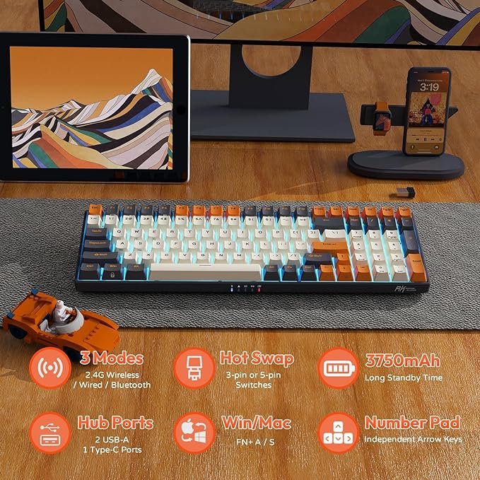 Royal Kludge RGB Tri-Mode Hot-Swap Gaming Keyboard - RK100 thumbnail 11