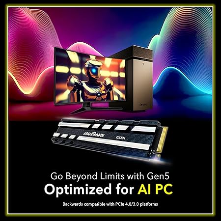 ADDLINK G55H M2 2280 PCIE GEN5 NVME GEN 5X4 1TB SSD WITH HEATSINK BLACK AD1TBG55HM2P thumbnail 7