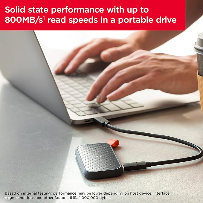 SANDISK PORTABLE SSD 2TB SPEED UP TO 800 MBPS SDSSDE30-2T00-G26 thumbnail 9