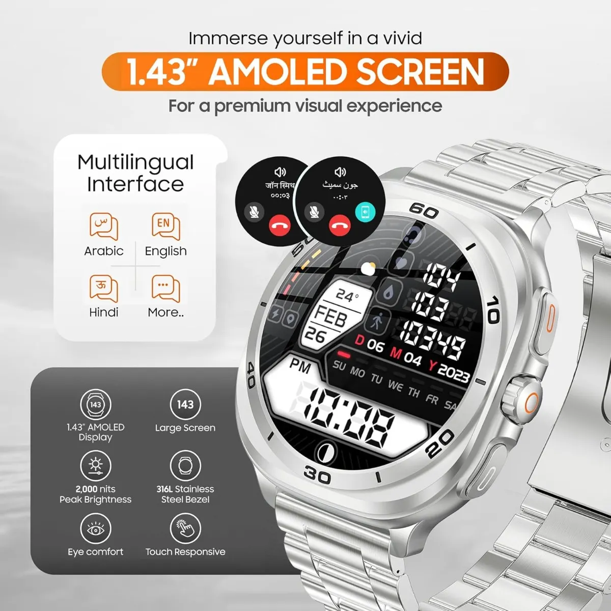 SWISS MILITARY DOM 7 SILVER FRAME WITH SILVER STAINLESS STEEL STRAP SM-WCH-DOM7-SILF-SILSTL thumbnail 7
