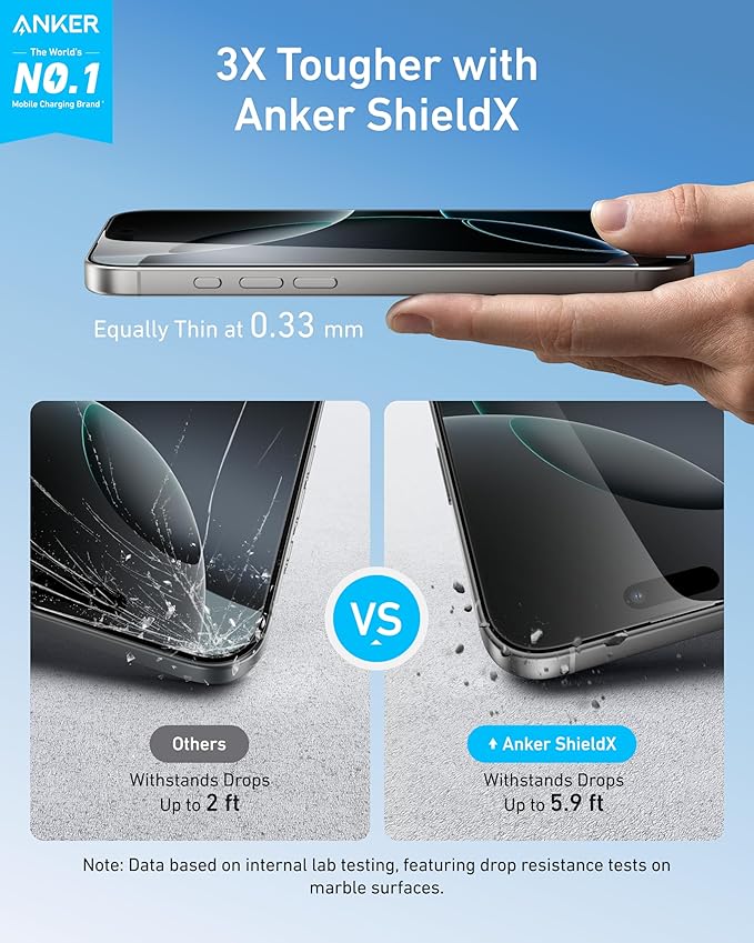 ANKER IPHONE 16 PRO EASY FIT SCREEN PROTECTOR KIT HD 2-PACK A720AH0A thumbnail 9