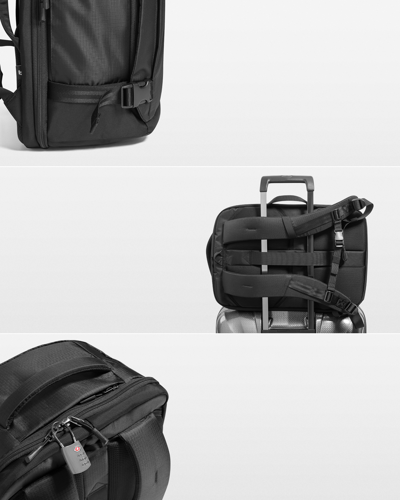 TOMTOC NAVIGATOR T66 17 INCH/40L LITEWAY TRAVEL BACKPACK BLACK T66M1D2 thumbnail 13