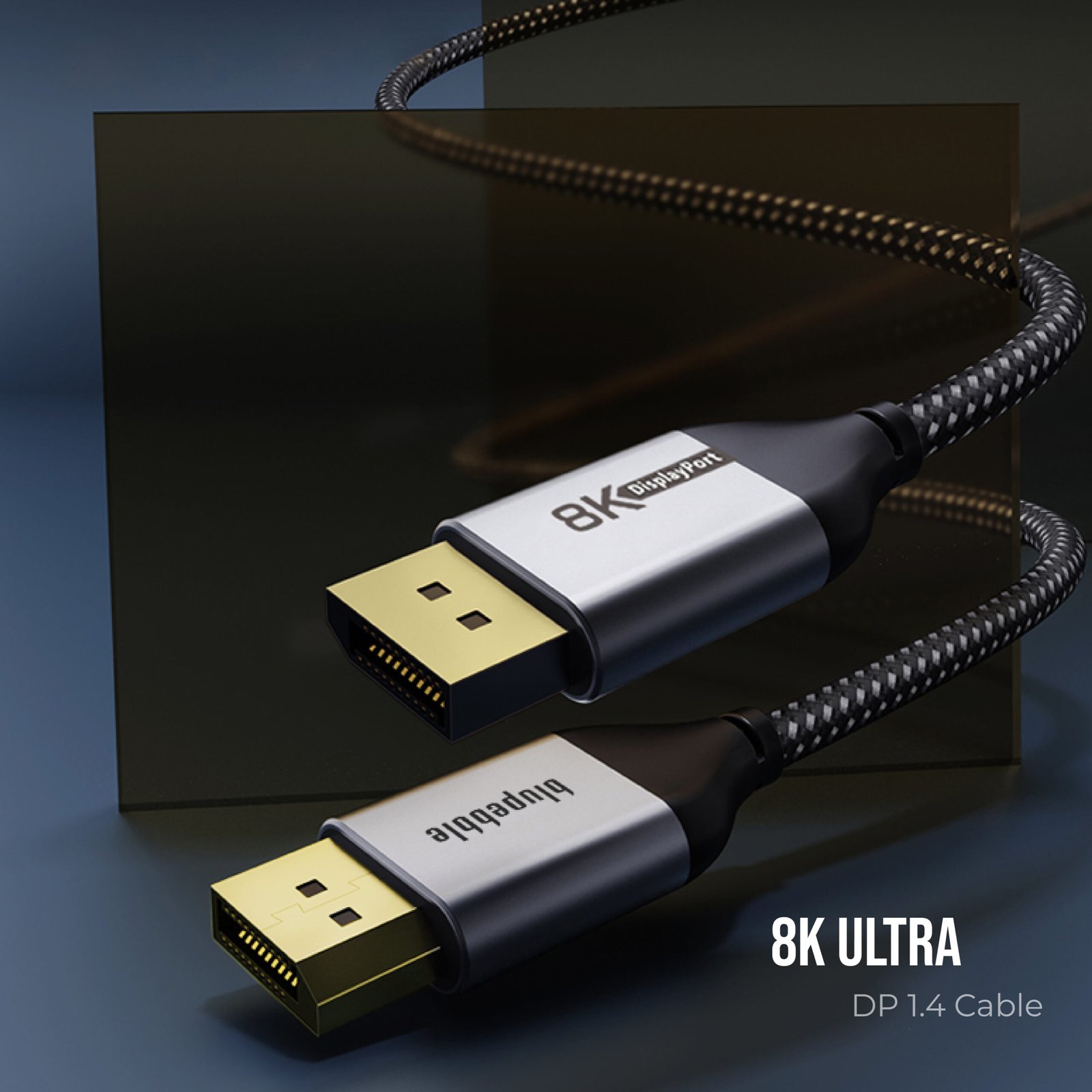 BLUPEBBLE 8K PREMIUM DP TO DP 1.4 CABLE 32AWG COAXIAL BLACK CABLE thumbnail 8
