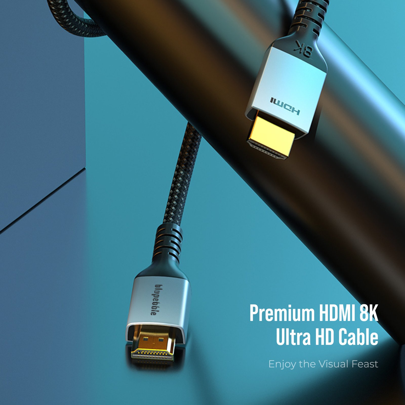 BLUPEBBLE 8K PREMIUM HDMI 2.1 CABLE ALUMINUM HOUSING SUPPORT 8K/60HZ BLACK thumbnail 9