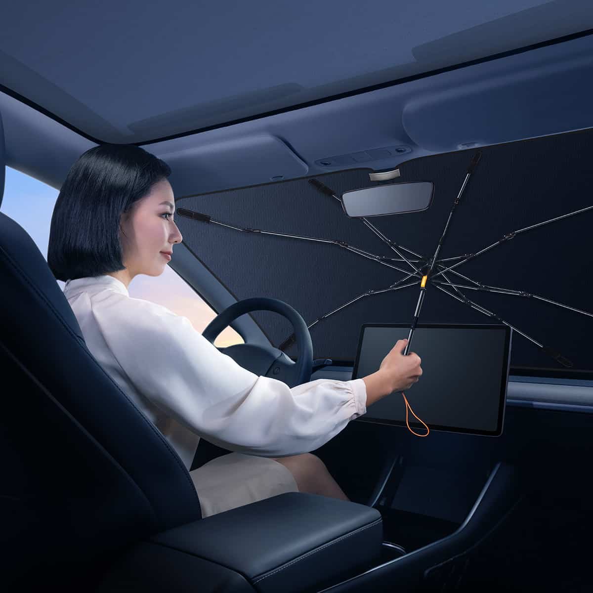 BASEUS COOLRIDE DOUBLED LAYERED WINDSHIELD SUN SHADE UMBRELLA PRO CLUSTER BLACK thumbnail 9