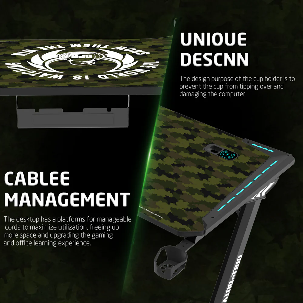 GameOn Phantom XL L-Shaped RGB Flowing Light Gaming Desk (Black/Green, COD-PHANTOMXL-L-02) - Dynamic and Spacious Setup for Gamers thumbnail 19