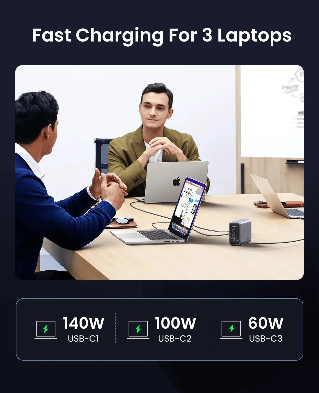 UGREEN NEXODE 300W 5 PORT GAN DESTOP FAST CHARGER UK BLACK CD333 thumbnail 10