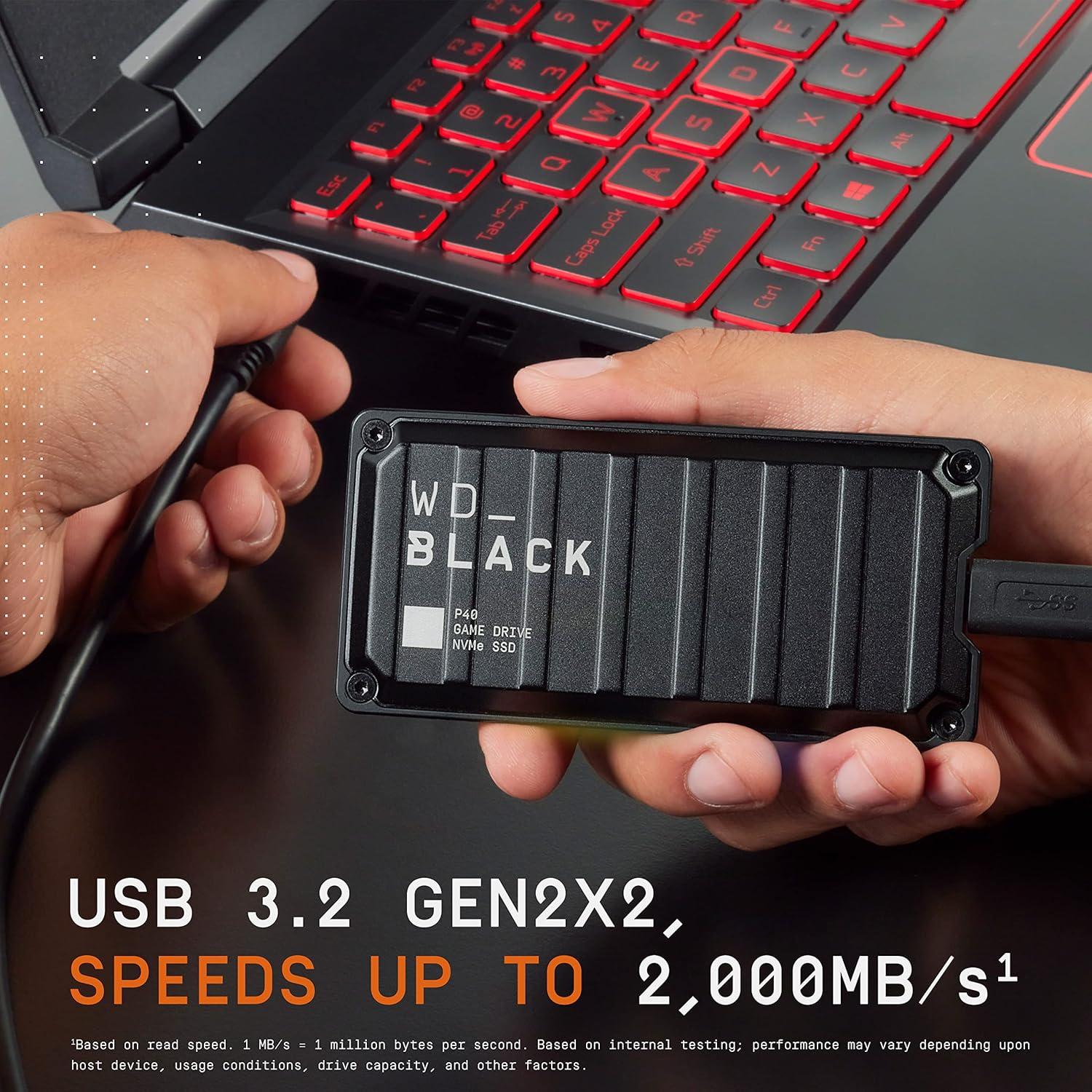 WD 1TB EXTERNAL WD_BLACK P40 GAME DRIVE SSD WDBAWY0010BBK-WESN thumbnail 9