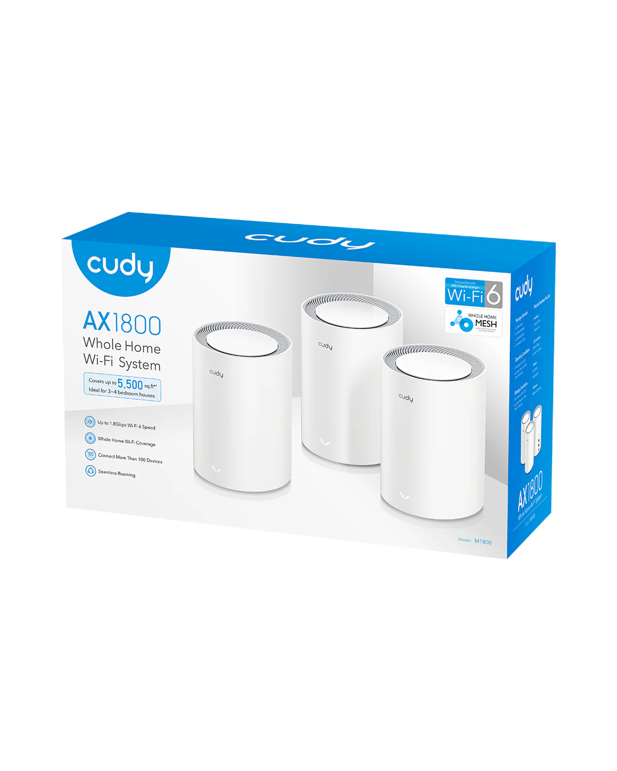 Cudy M1800 Dual-Band WiFi 6 Gigabit Mesh Router 1800Mbps (3-Pack) thumbnail 7