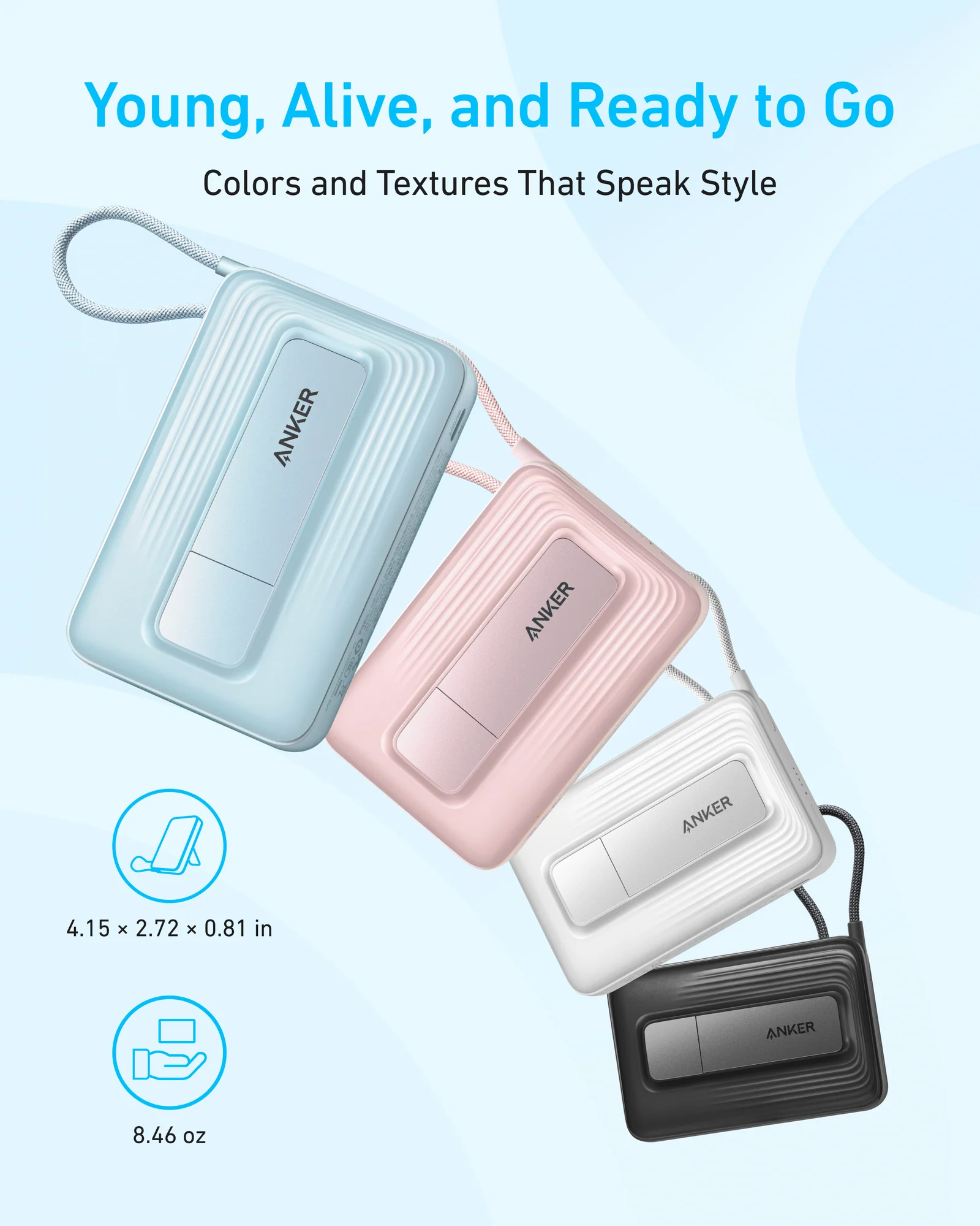 ANKER ZOLO 10K MAGNETIC BUILT IN USB C CABLE POWERBANK WHITE A1685H21 thumbnail 11