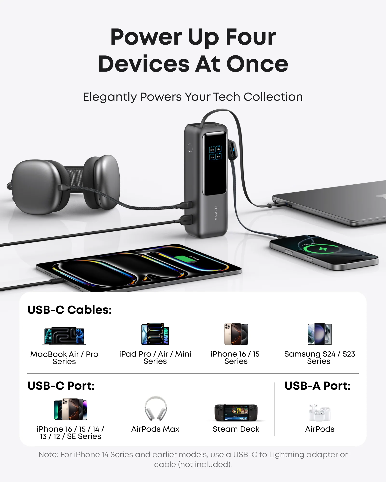 ANKER 2 PORT 165W 25000MAH ULTRA-FAST CHARGING POWER BANK WITH TYPE-C CABLE BLACK A1695H11 thumbnail 8