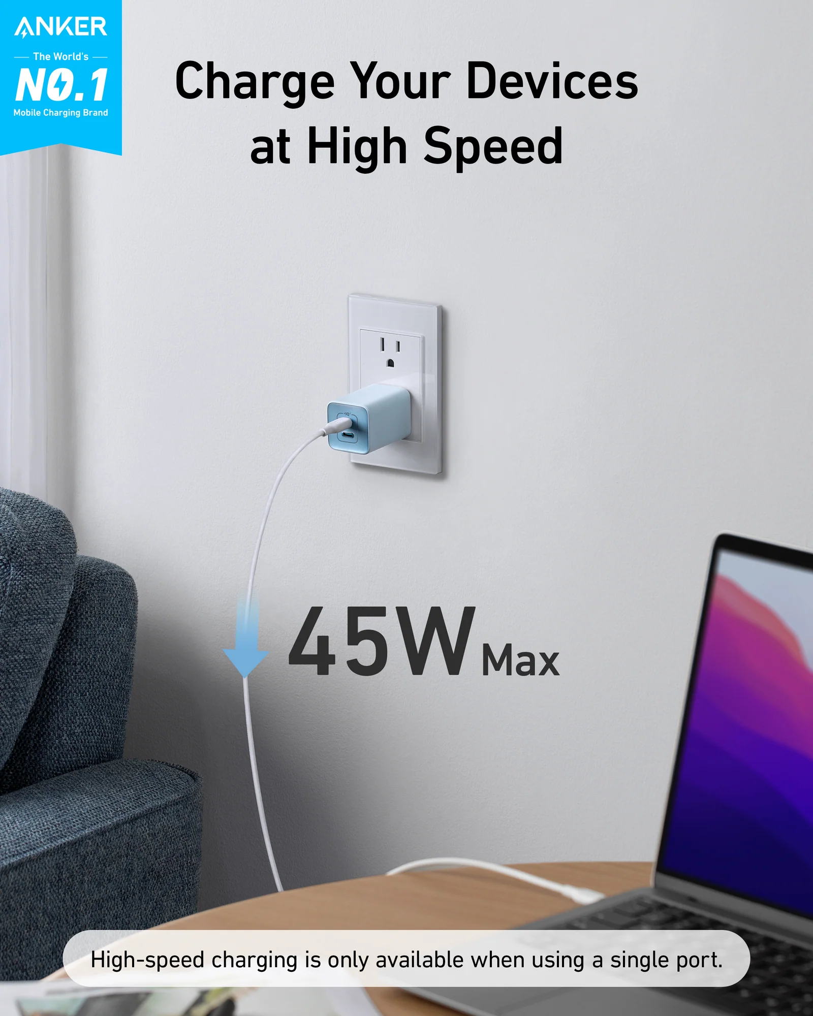 ANKER 523 CHARGER NANO 3 47W BLACK A2039K11 thumbnail 5