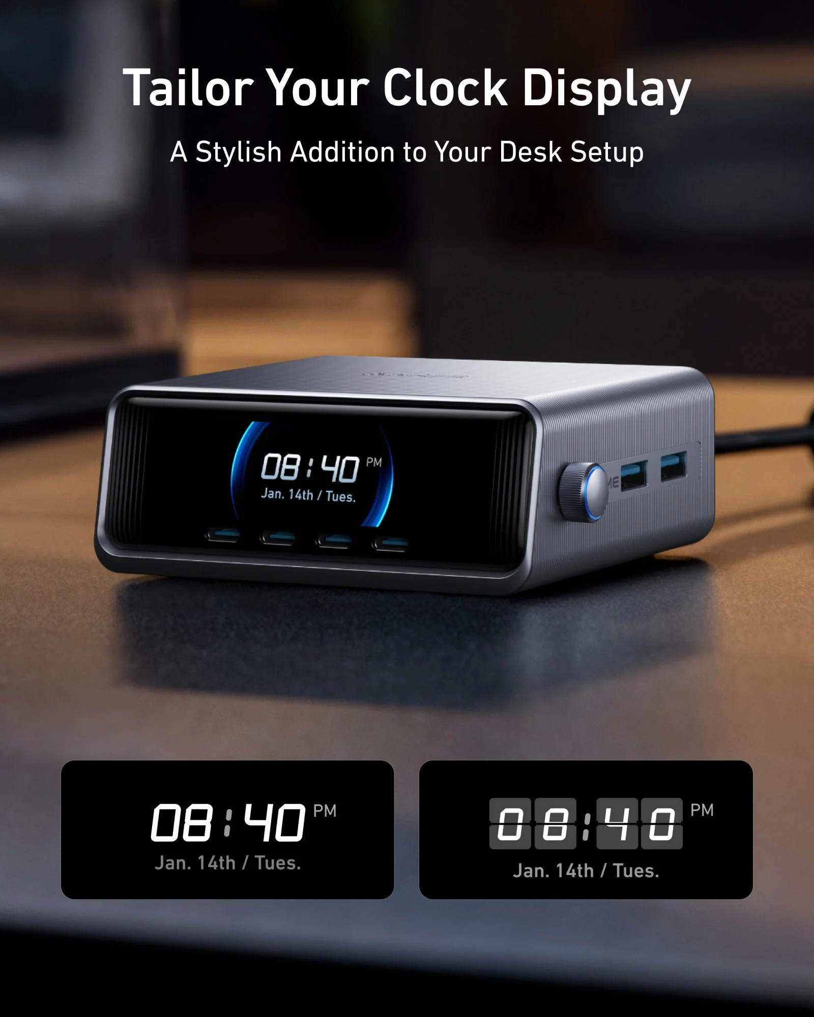 ANKER PRIME 250W SMART ULTRA POWERFUL DESKTOP CHARGER 6 PORTS SILVER A2345241 thumbnail 7