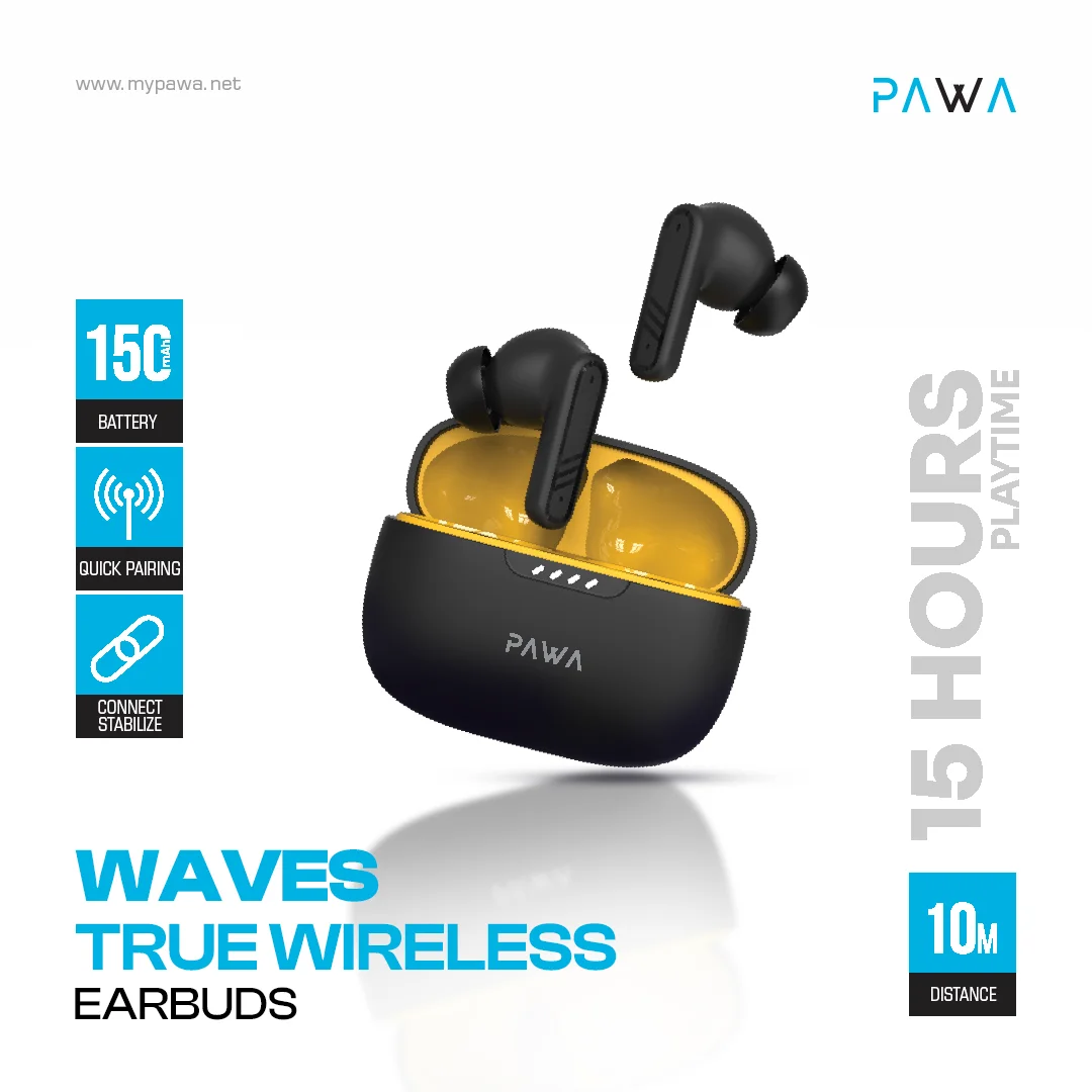PAWA WAVES TRUE WIRELESS EARBUDS BLACK PW-EBW053-BK thumbnail 8