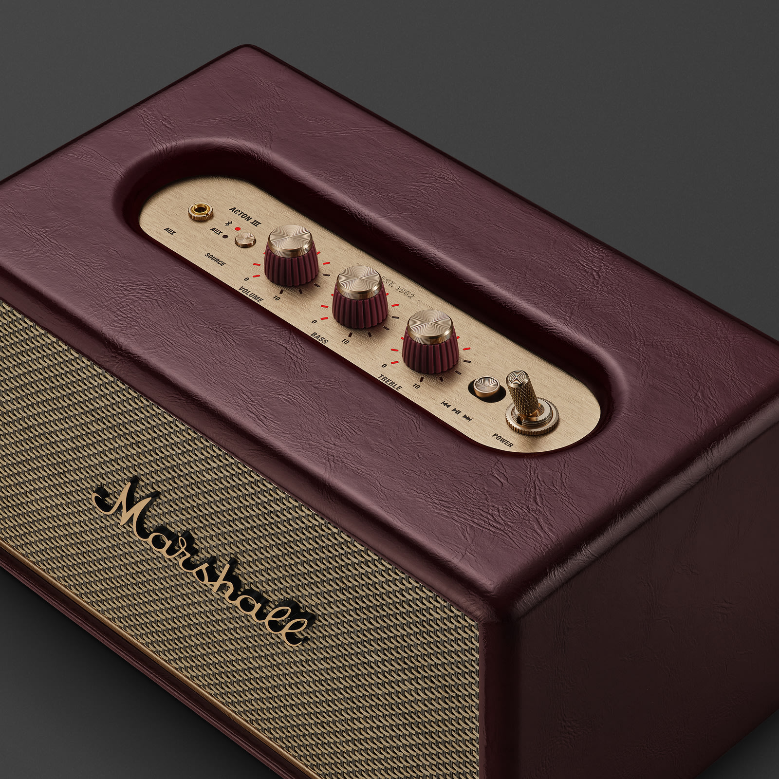 MARSHALL ACTON III PORTABLE BLUETOOTH HOME SPEAKER BURGUNDY thumbnail 13