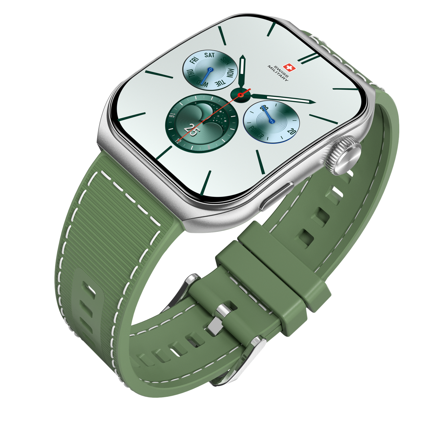 SWISS MILITARY ALPS 3 GREEN WATCH WITH SILICON STRAP SM-WAT-ALPS3-SLF-GRNSST thumbnail 6