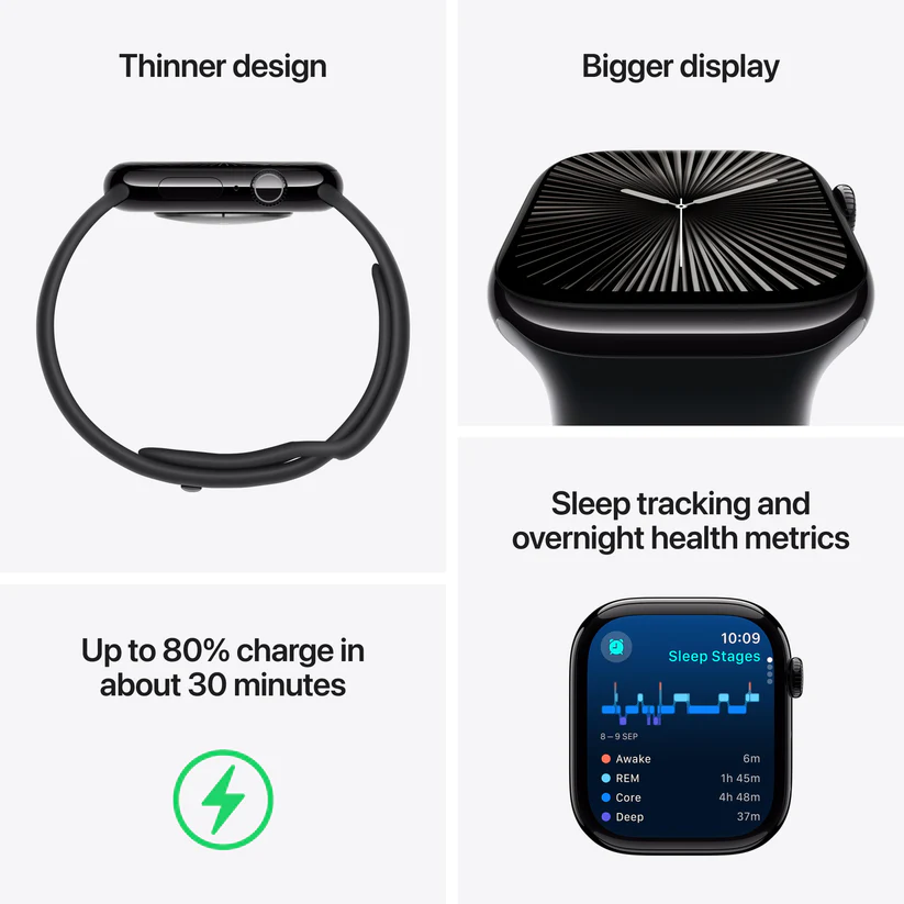 APPLE WATCH SERIES 10 42MM GPS SILVER ALUMINIUM CASE WITH DENIM SPORT BAND MWWC3 thumbnail 10