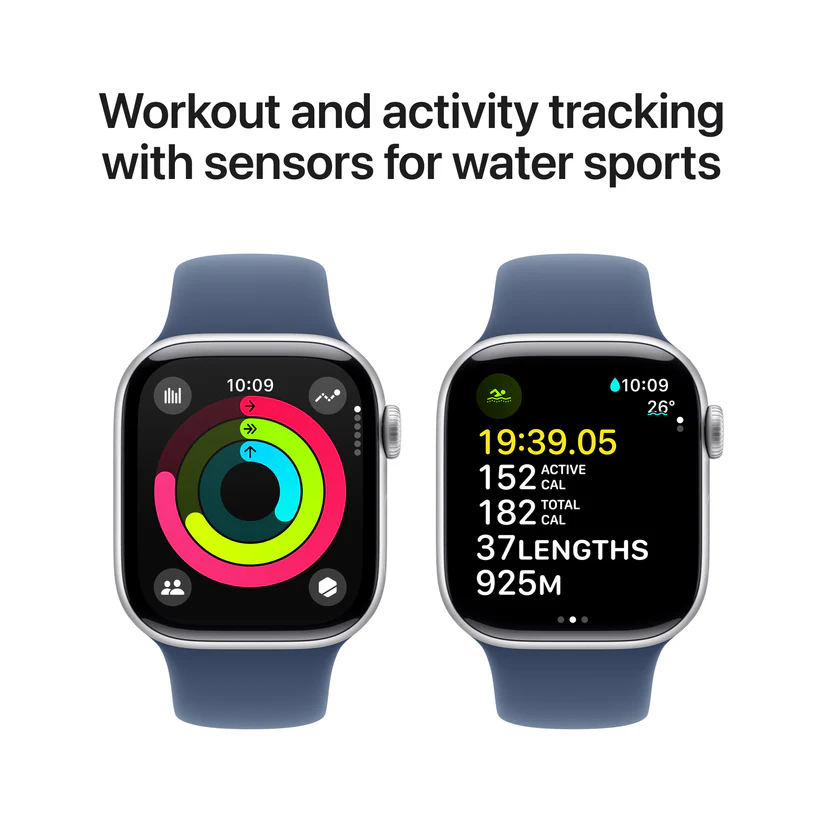APPLE WATCH SERIES 10 42MM GPS SILVER ALUMINIUM CASE WITH DENIM SPORT BAND MWWC3 thumbnail 11