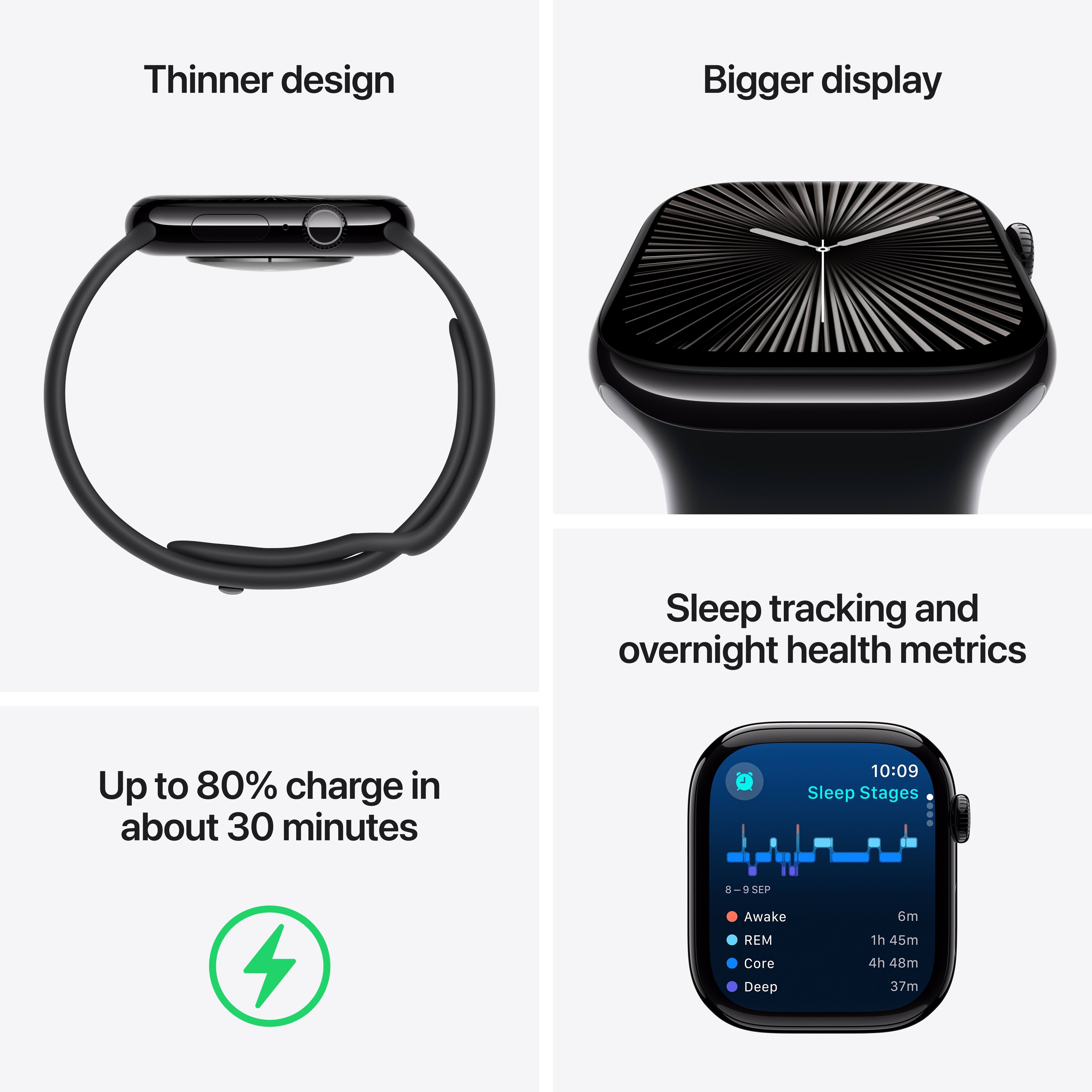 APPLE WATCH SERIES 10 46MM GPS JET BLACK ALUMINIUM WITH BLACK SPORT BAND MWX13 thumbnail 7