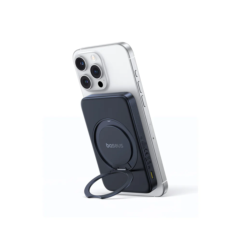 BASEUS PICOGO QI2 MAGNETIC POWER BANK WITH ROTATABLE STAND 5000MAH 20W COSMIC BLACK P10076802123-00-BK thumbnail 6