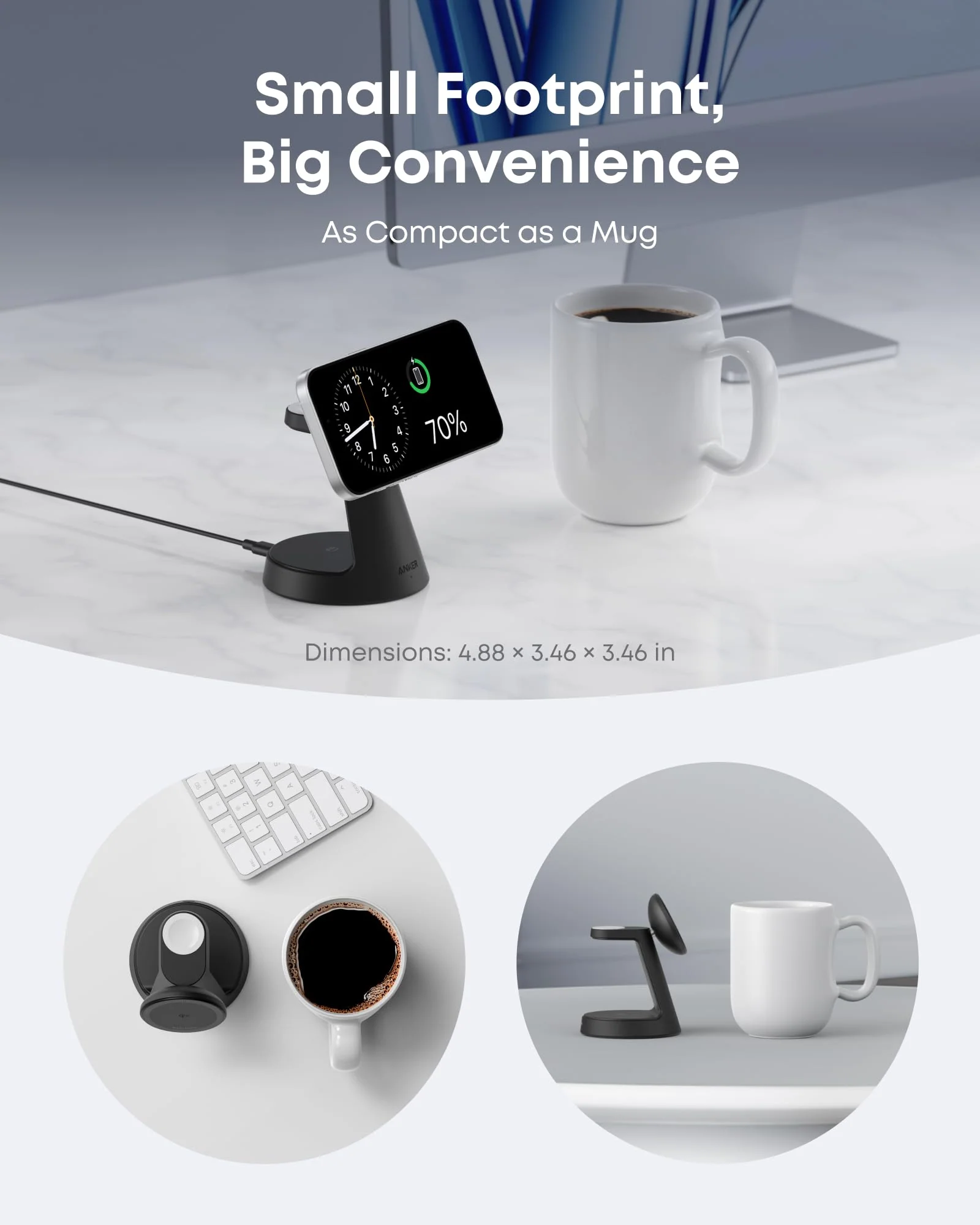 ANKER MAGGO WIRELESS CHARGING STATION 3 IN 1 DOCK STAND WITH ADAPTER AND CABLE BLACK B25M4V11 thumbnail 9
