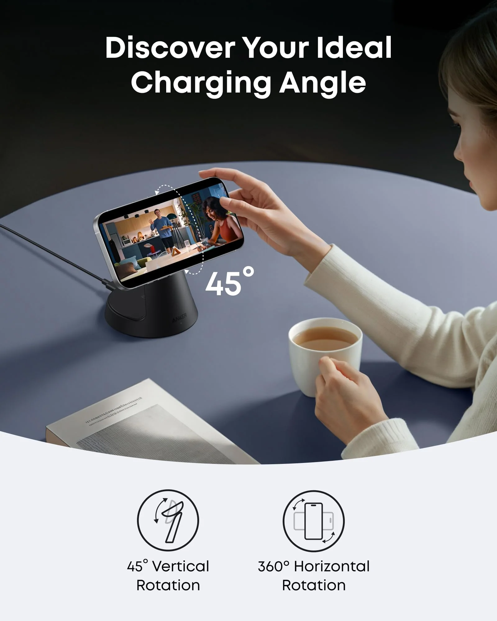 ANKER MAGGO WIRELESS CHARGING STATION 3 IN 1 DOCK STAND WITH ADAPTER AND CABLE BLACK B25M4V11 thumbnail 13