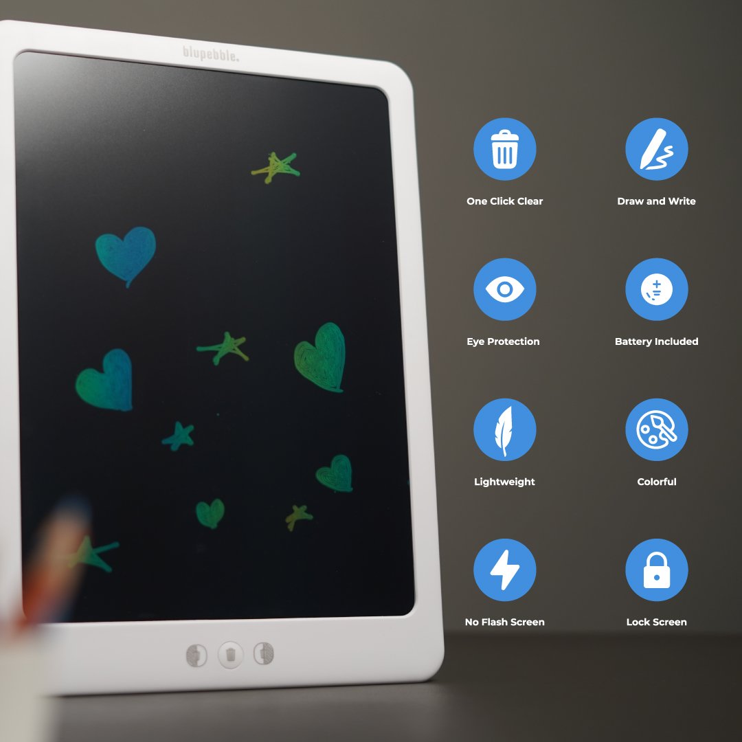 Bluepebble 14-Inch Tablet Doodle Writing & Drawing Board for Kids - White BP-DOODLE14-WH thumbnail 19