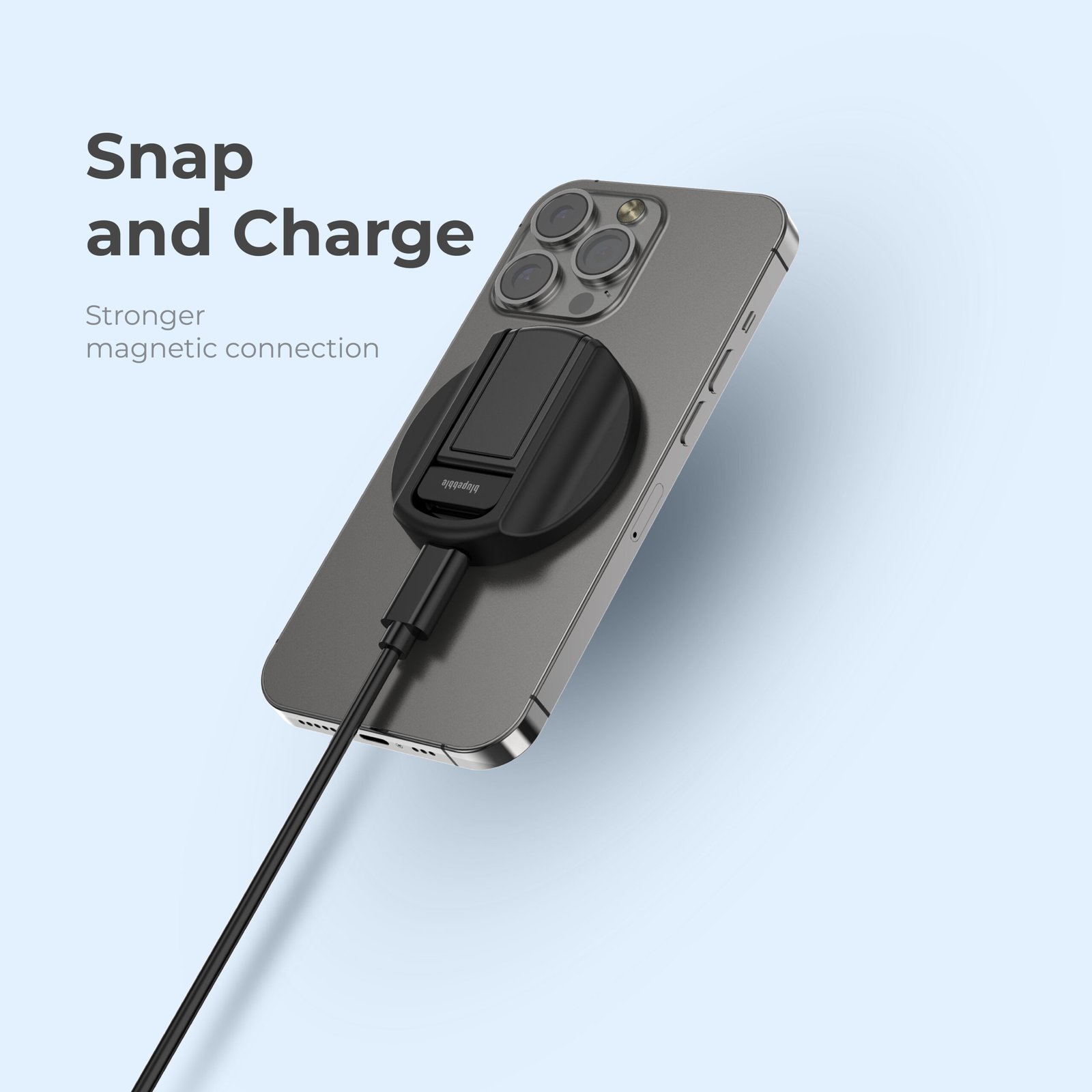 BLUPEBBLE LUCID MAG GRIP MAGSAFE 15W WL CHARGER WITH STAND AND WEBCAM MOUNT BP-15WLUCIDMAGGRIP-BK thumbnail 4