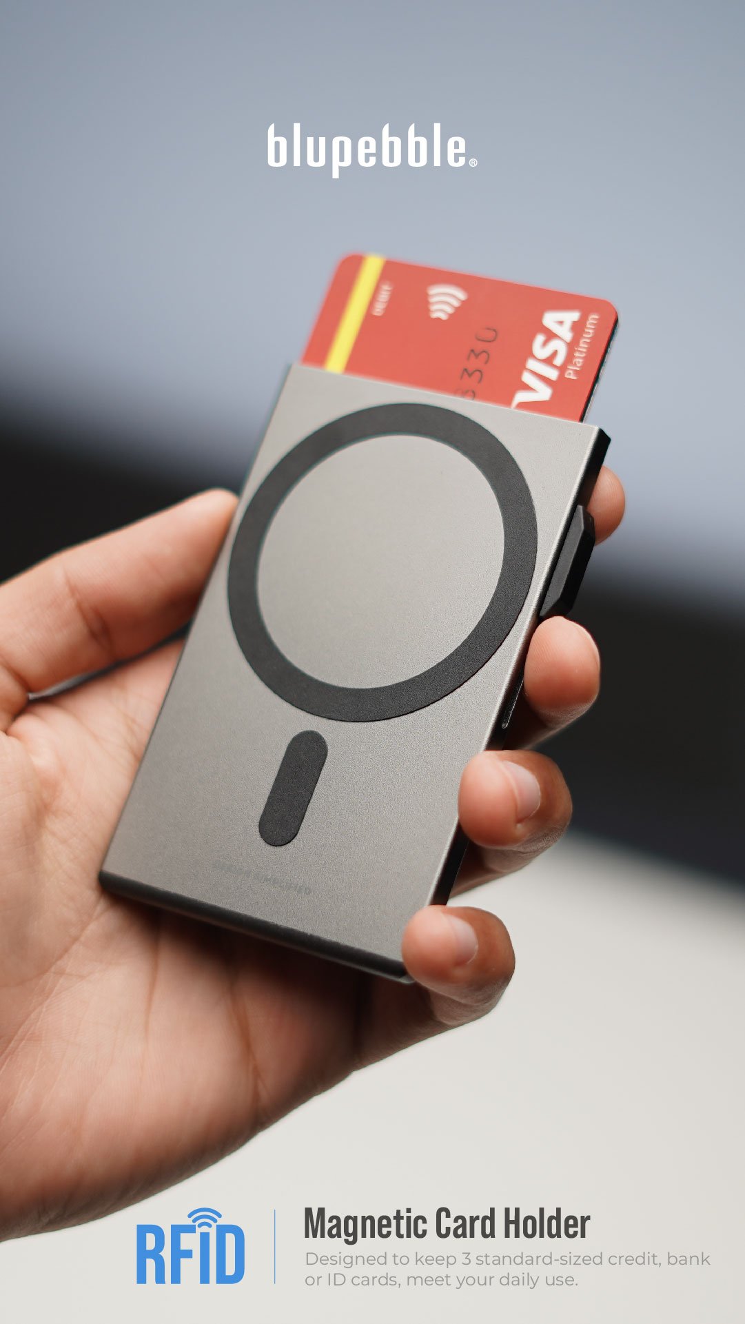Bluepebble 3-Card Magnetic Holder with RFID Protection - Sleek and Secure BP-3CARRDMAG thumbnail 19
