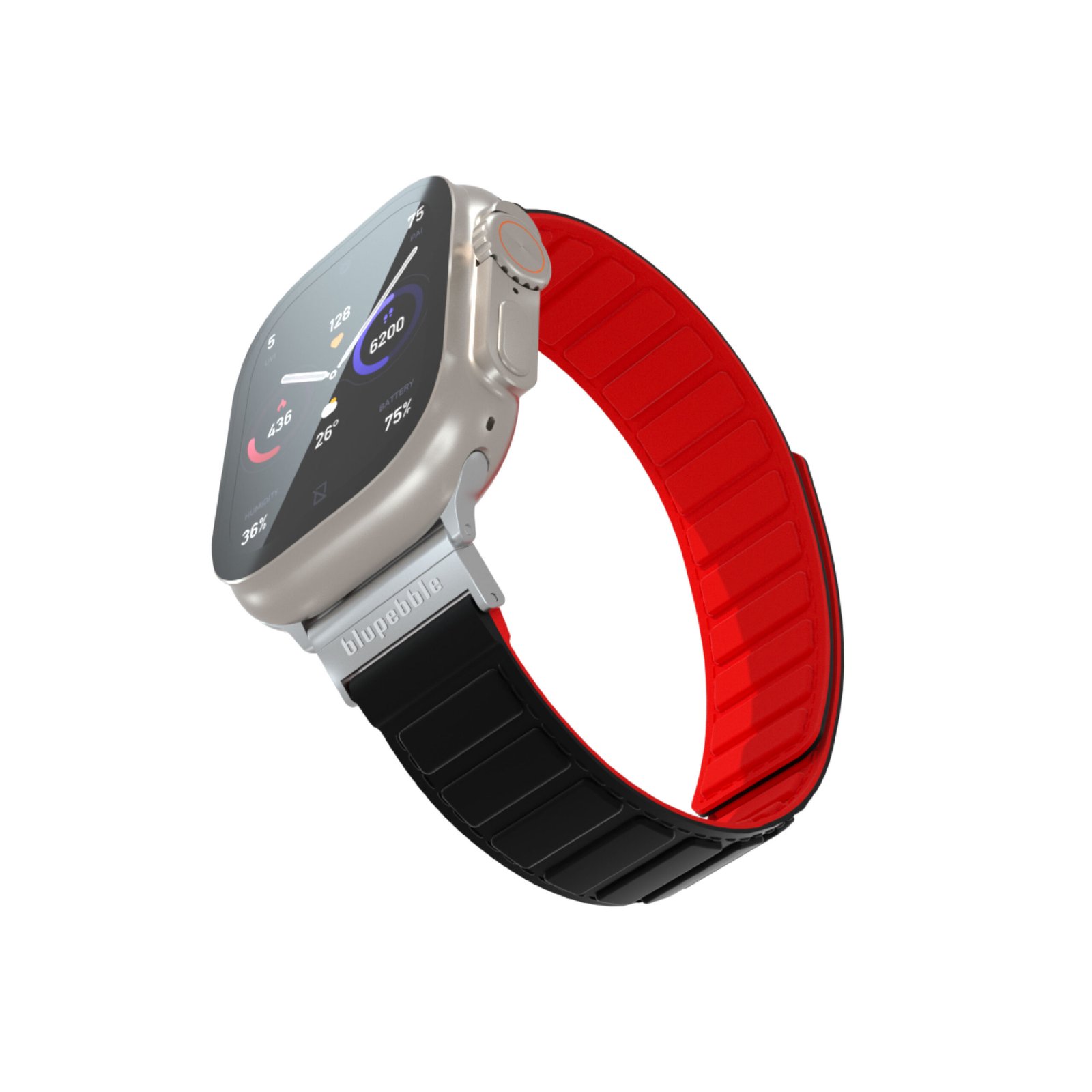 BLUPEBBLE AVERAU SILICONE REVERSIBLE MAGNETIC STRAP 49/45/44/42MM BLACK/RED BP-AVERAU49-BKRD thumbnail 6