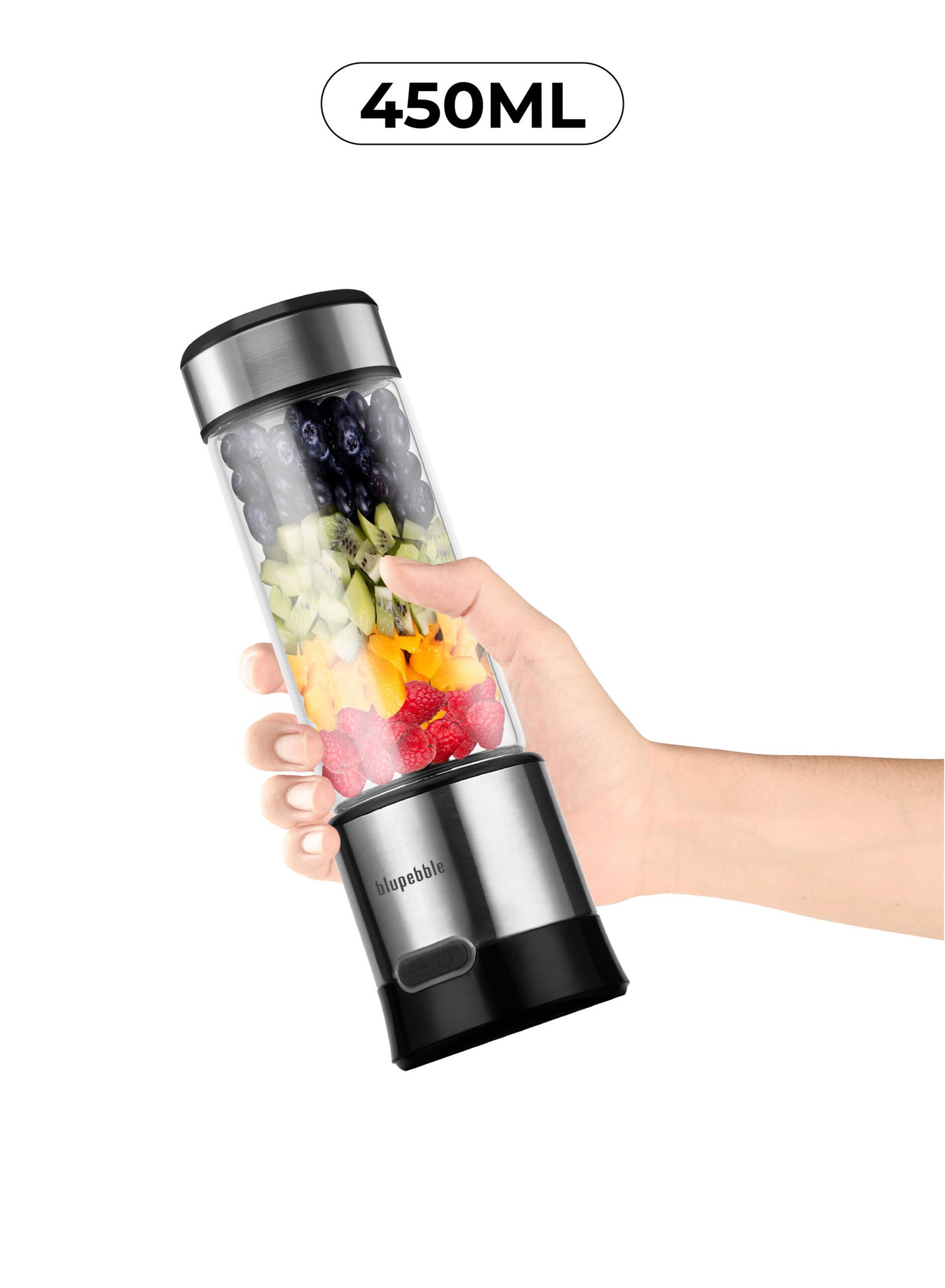 BLUPEBBLE PORTABLE RECHARGEABLE BLENDER 450ML SILVER BP-BLENDER450-SL thumbnail 9