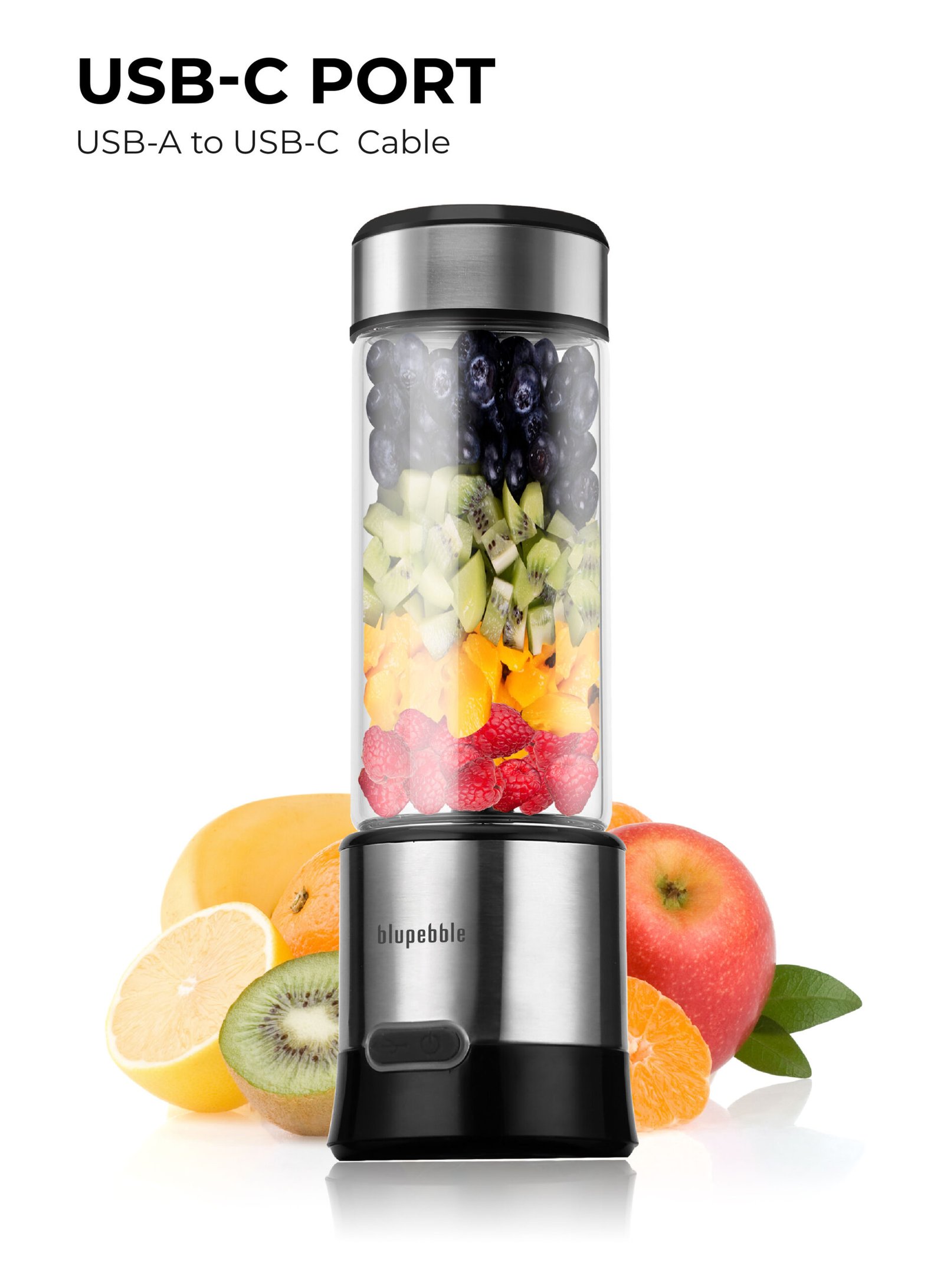 BLUPEBBLE PORTABLE RECHARGEABLE BLENDER 450ML SILVER BP-BLENDER450-SL thumbnail 15
