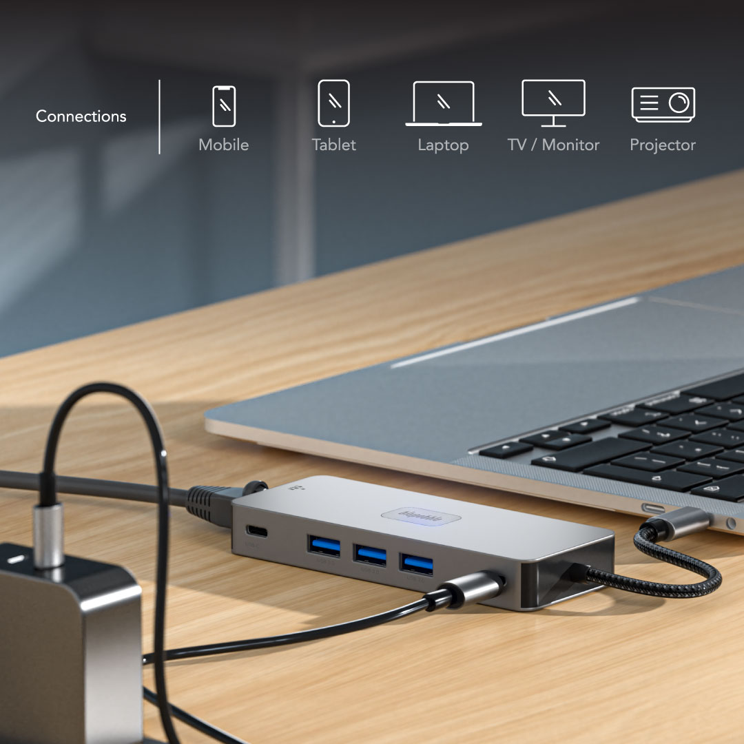 BLUPEBBLE C10 MULTIPORT ALUMINIUM 10 IN 1 MULTIMEDIA HUB GRAY BP-C10USBCHUB10IN1-GY thumbnail 8