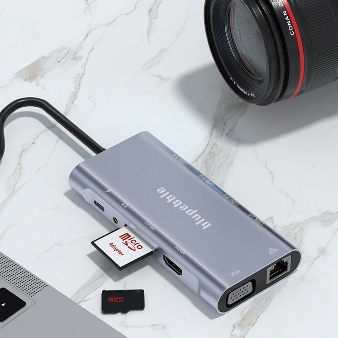 BLUPEBBLE C11 MULTIPORT ALUMINUM 11 IN 1 HUB GRAY BP-C11MULTIHUB11IN1-GY thumbnail 6