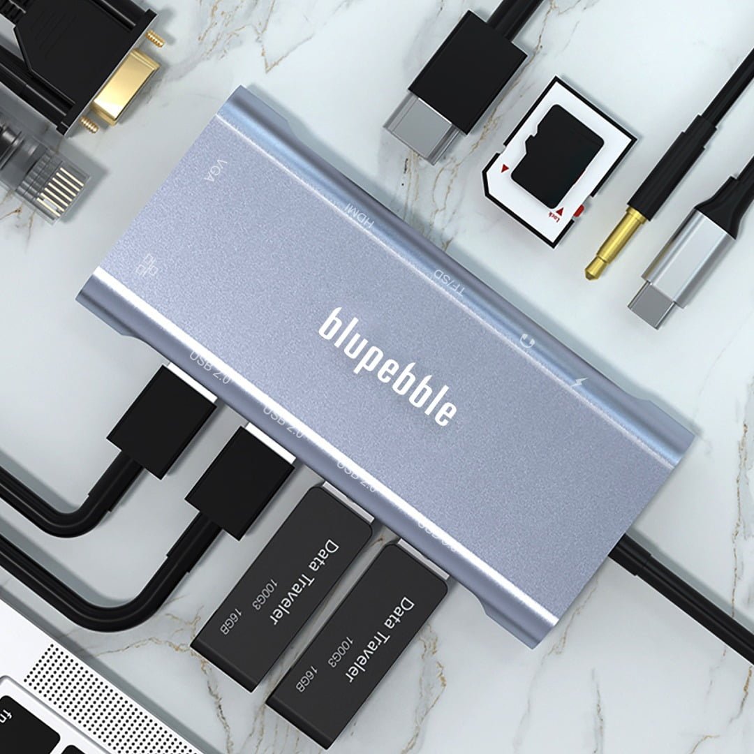 BLUPEBBLE C11 MULTIPORT ALUMINUM 11 IN 1 HUB GRAY BP-C11MULTIHUB11IN1-GY thumbnail 12