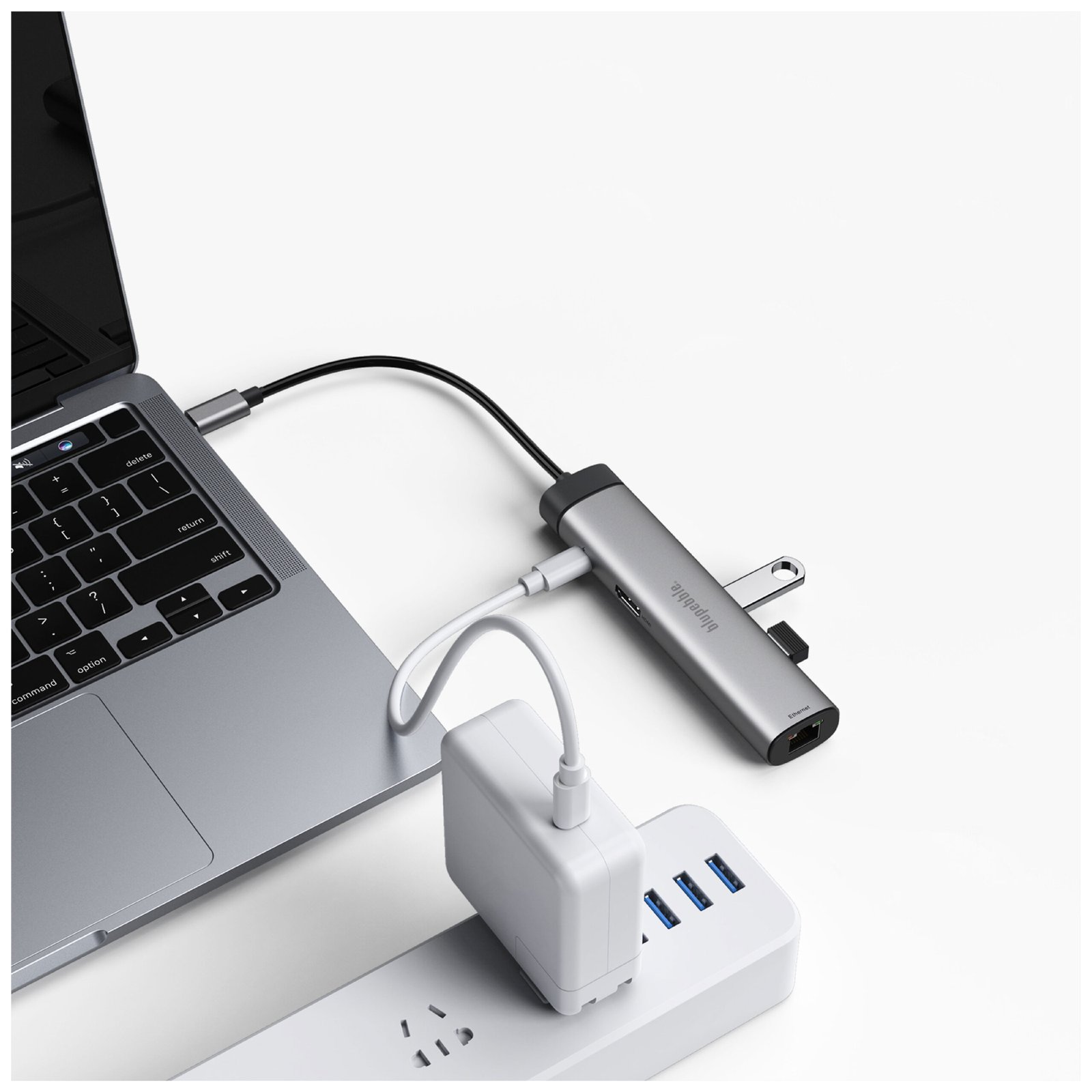 BLUPEBBLE C6 MULTIPORT ALUMINUM 6 IN 1 MULTIMEDIA HUB GRAY BP-C6MULTIHUB6IN1-GY thumbnail 14