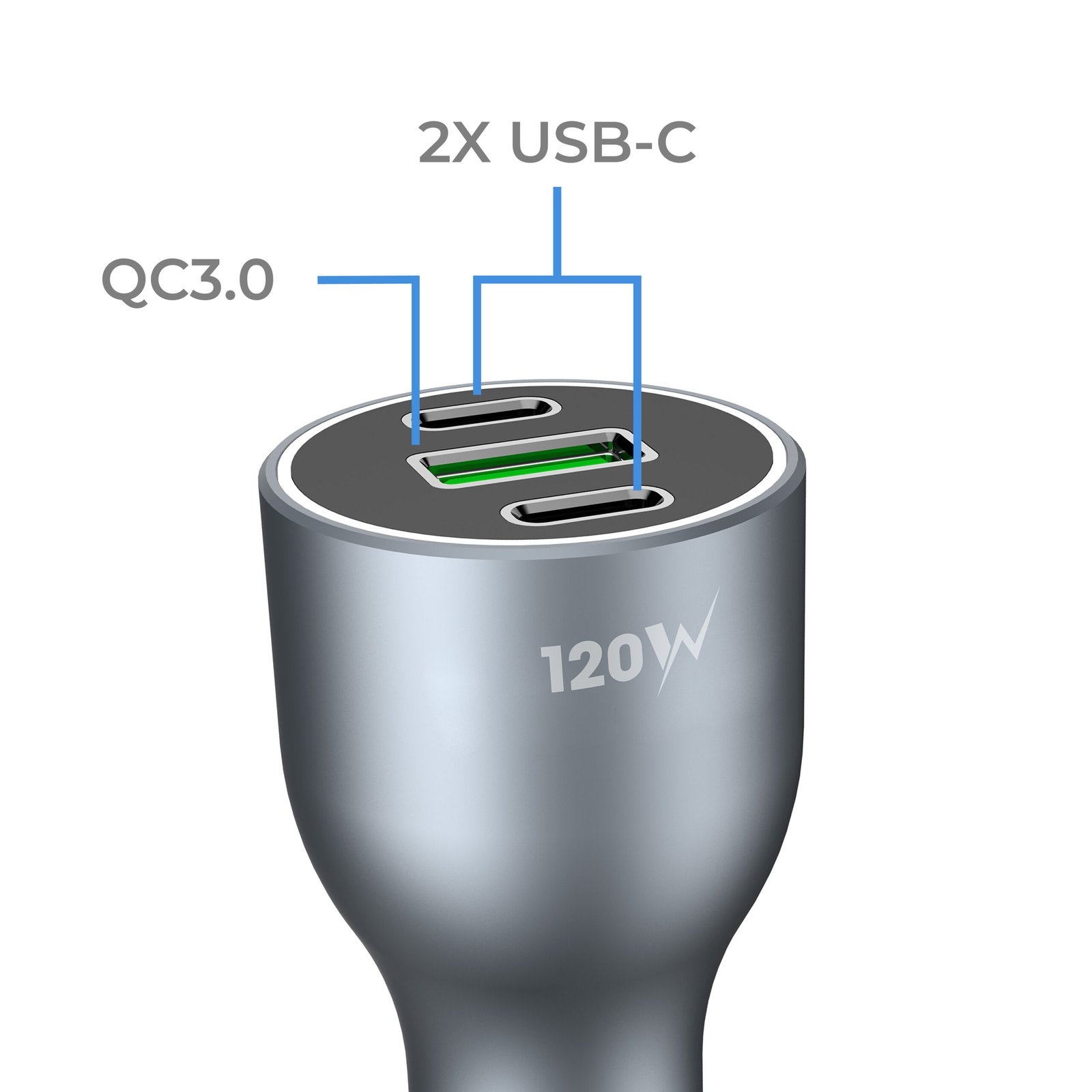 BLUPEBBLE NAVI POWER 120W WITH 2XUSB-C PD UPTO 100 WATT AND 1XUSB-A QC FAST CHARGING CAR CHARGER BP-CC0120-SG thumbnail 10