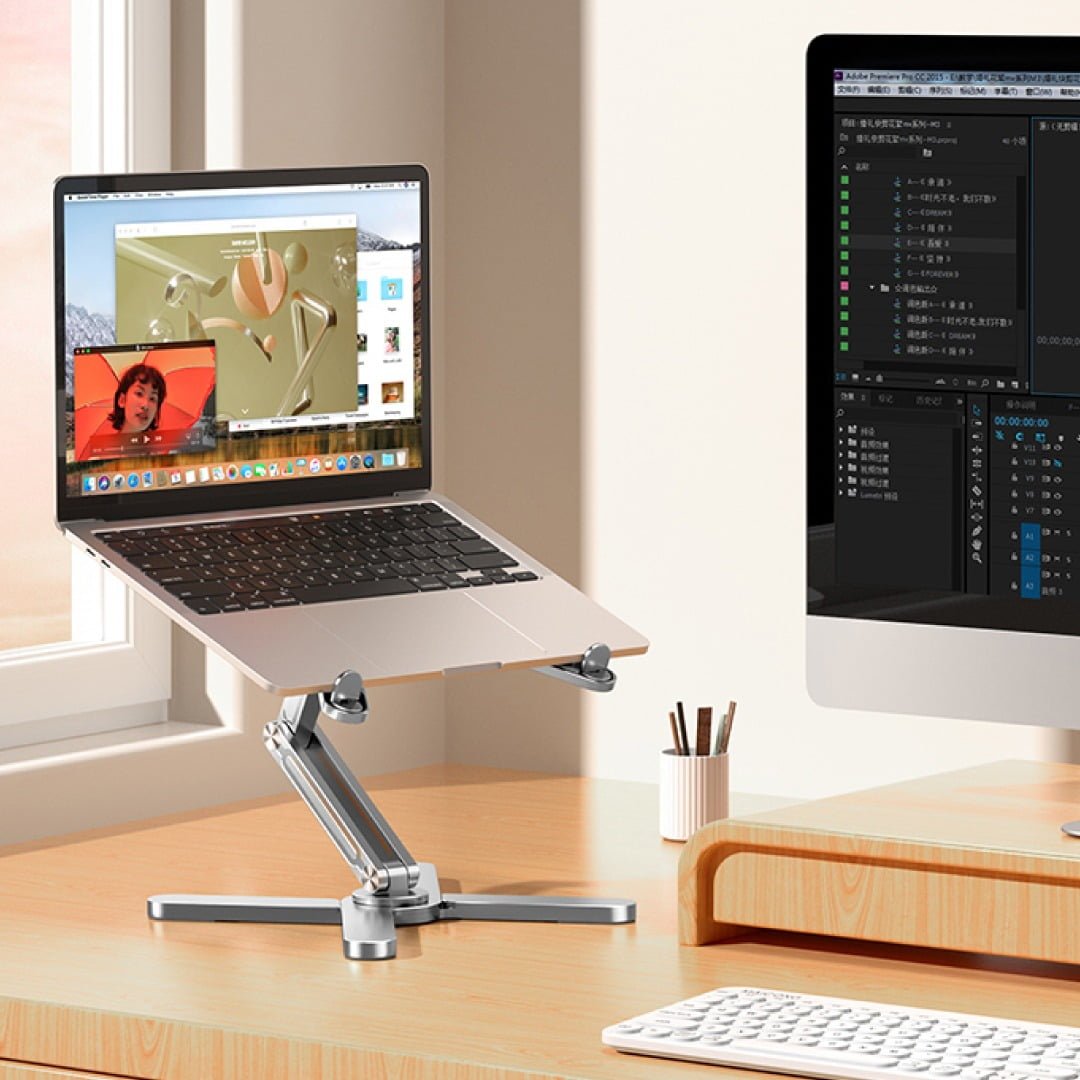 BLUPEBBLE DOUBLE-X ADJUSTABLE AND FOLDABLE ALUMINIUM ALLOY LAPTOP STAND 11 TO 17 INCH BP-DBLXSTAND11.17-SL thumbnail 12