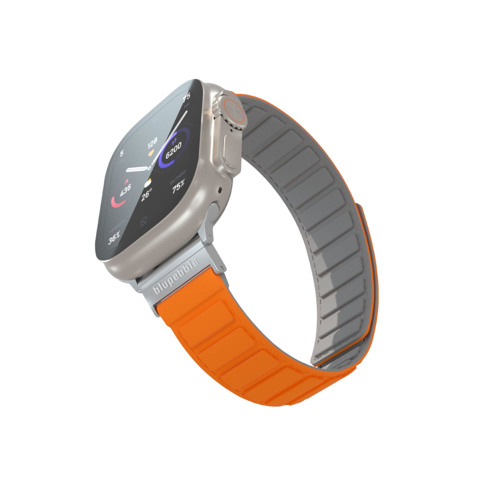 BLUPEBBLE EIGER SILICONE REVERSIBLE MAGNETIC STRAP ORANGE/GRAY 41/40/38MM BP-EIGER41-ORGY thumbnail 10