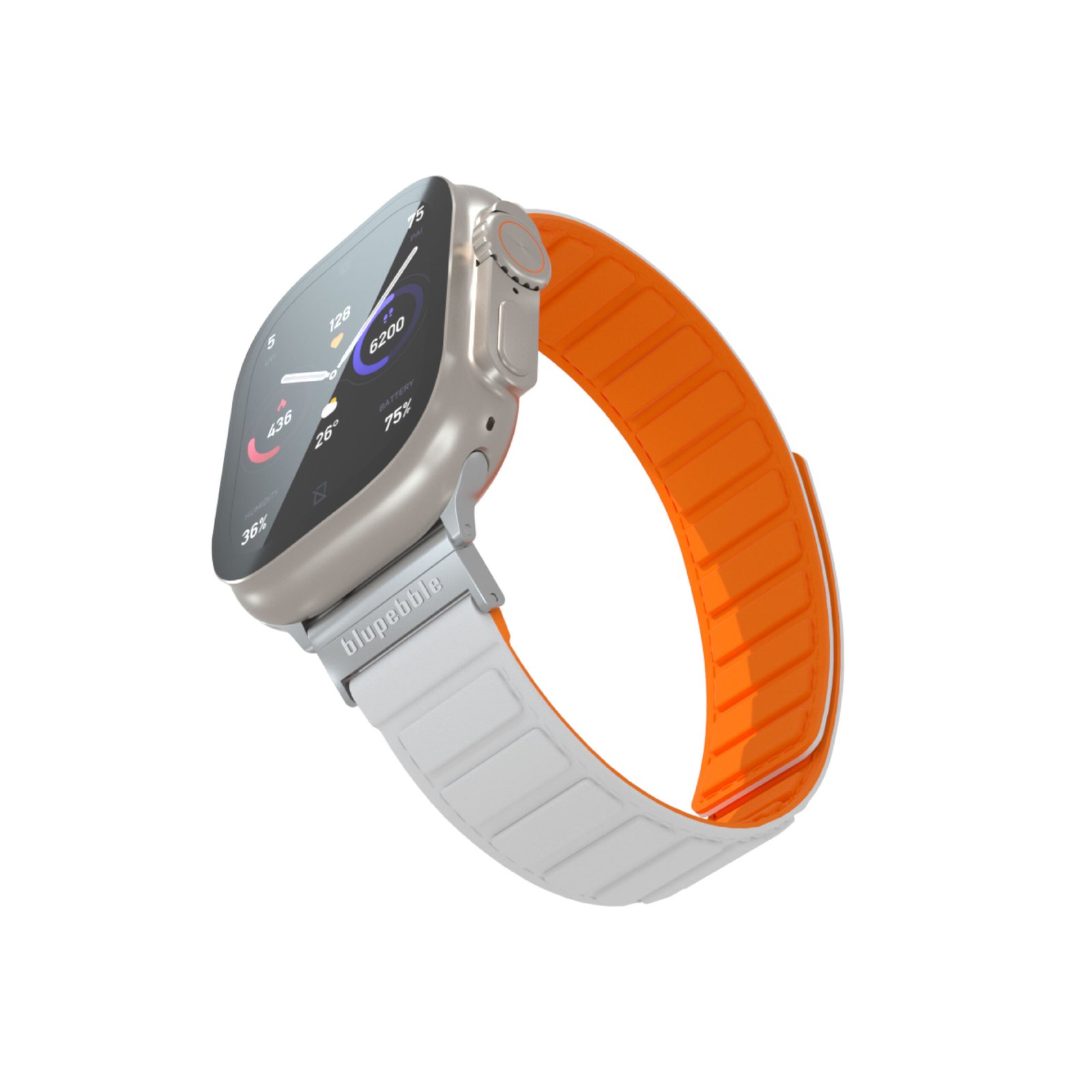 BLUPEBBLE ETNA SILICONE REVERSIBLE MAGNETIC STRAP 49/45/44/42MM WHITE/ORANGE BP-ETNA49-WHOR thumbnail 10