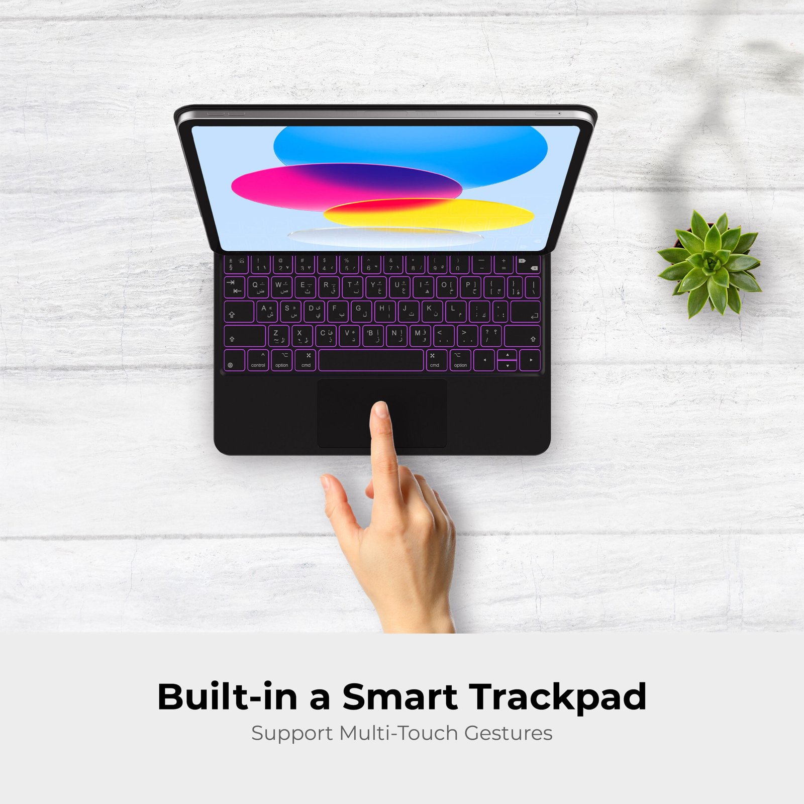 BLUPEBBLE IPAD 10TH GEN MAGIC FOLIO KEYBOARD WITH TRACKPAD ENG/ARB BP-FOLIO-MT10G-AR-EN-BK thumbnail 10