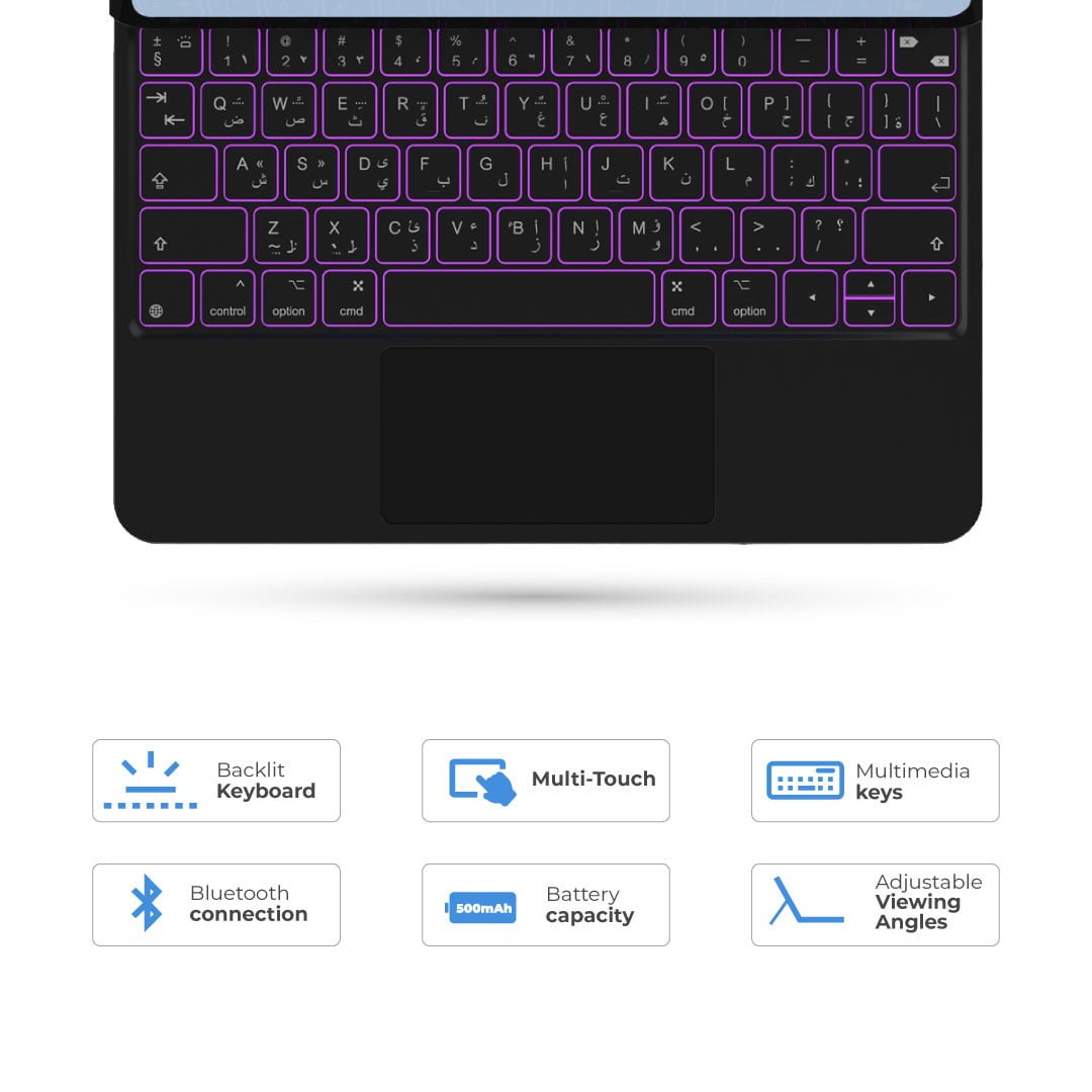 BLUPEBBLE IPAD 10TH GEN MAGIC FOLIO KEYBOARD WITH TRACKPAD ENG/ARB BP-FOLIO-MT10G-AR-EN-BK thumbnail 14