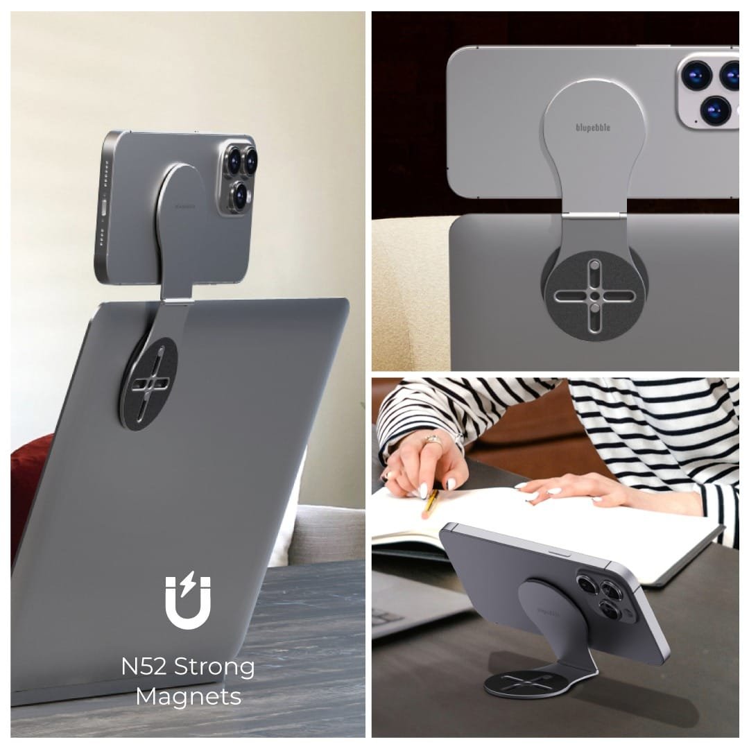 BLUPEBBLE LUMI MAG MAGNETIC ALUMINIUM ALLOY STAND WITH LED LIGHT GREY BP-LUMIMAG-GY thumbnail 8