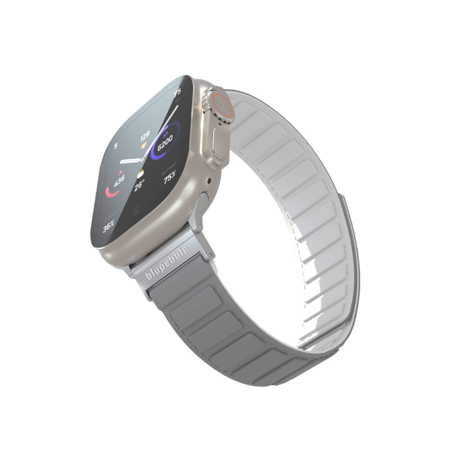 BLUPEBBLE MARMOLADA SILICONE REVERSIBLE MAGNETIC STRAP 49/45/44/42MM GREY/WHITE BP-MARMOL49-GYWH thumbnail 3