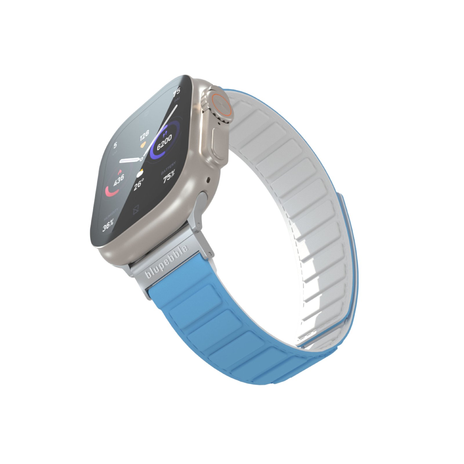 BLUPEBBLE MATTERHORN SILICONE REVERSIBLE MAGNETIC STRAP 49/45/44/42MM BLUE/WHITE BP-MATTERHO49-BLWH thumbnail 10