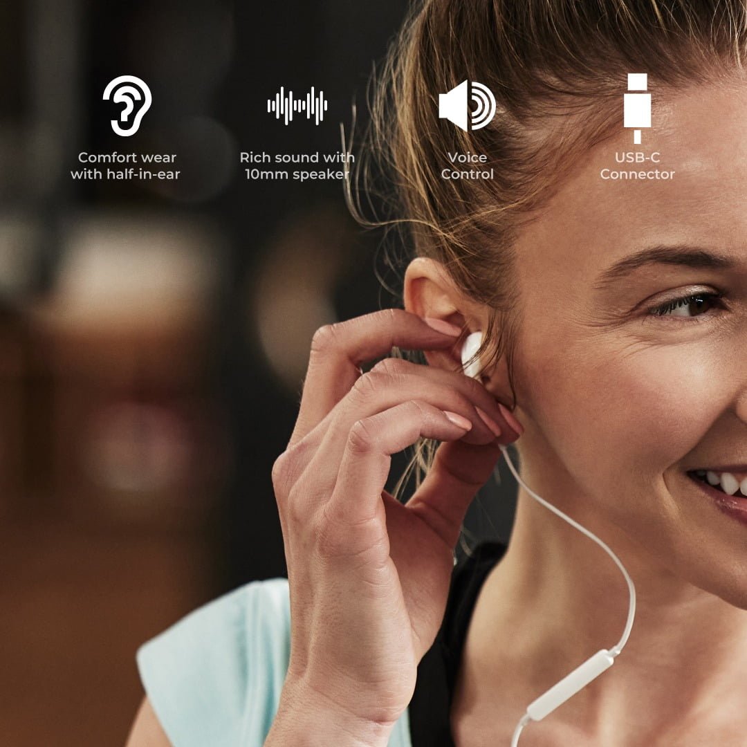 BLUPEBBLE MONO STEREO EARPHONE WITH TYPE-C CONNECTOR 1.2 METER WHITE BP-MONOTC-WH thumbnail 11