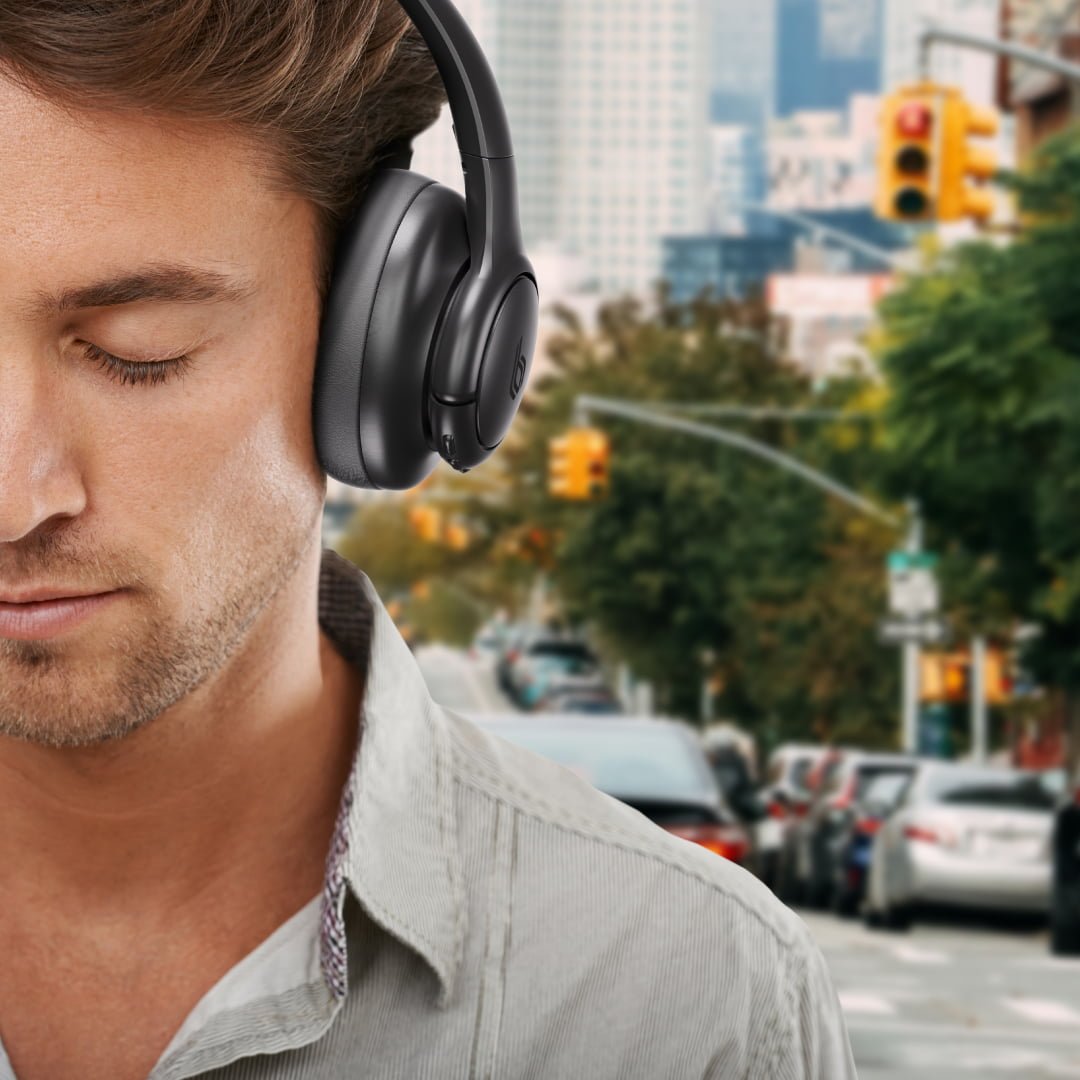 Blupebble C50 Over-Ear Foldable Hybrid Noise Cancelling Headphones - Black BP-PAC50ANC-BK thumbnail 9