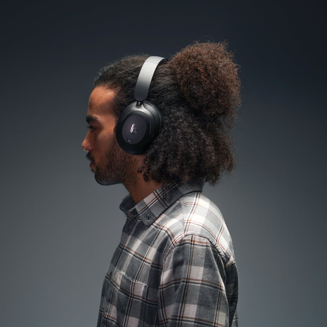 Bluepebble C80 Over-Ear Foldable Digital Hybrid Noise Cancelling Headphones - Black BP-PAC80ANC-BK thumbnail 14